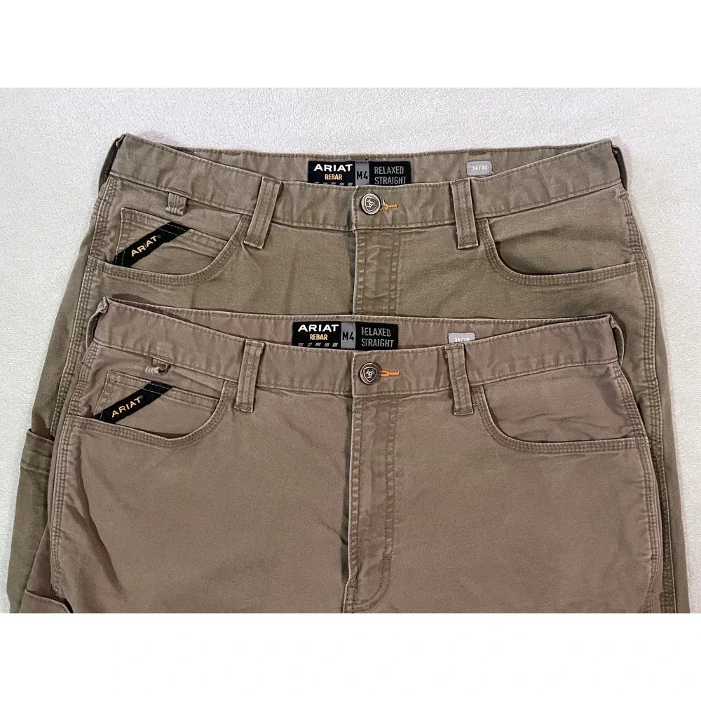 Lot Of‎ 2 Ariat Rebar M4 Pants Mens 36 Field Khaki Relaxed Straight Carpenter